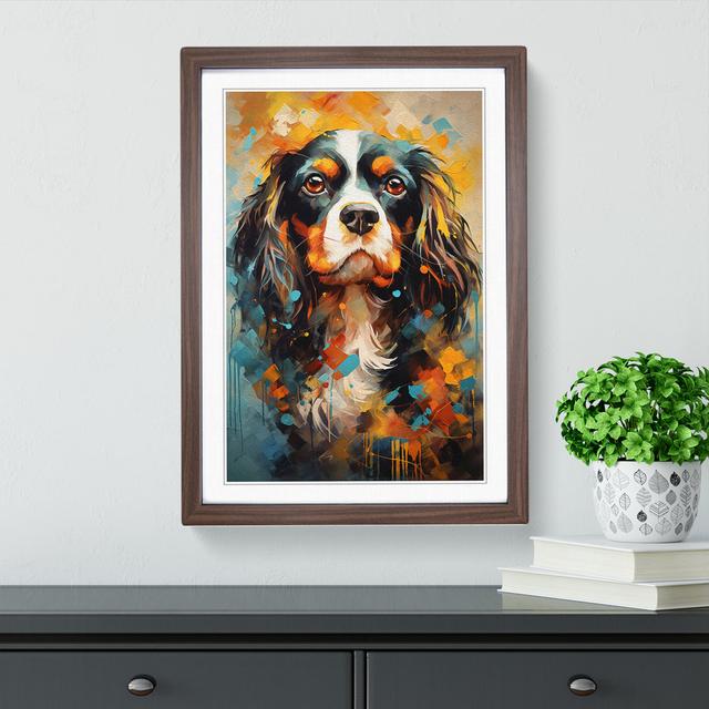 Cavalier King Charles Spaniel Modern - Single Picture Frame Art Prints on Wood Marlow Home Co. Format: Walnut Framed, Size: 64cm H x 46cm W x 2cm D on Productcaster.