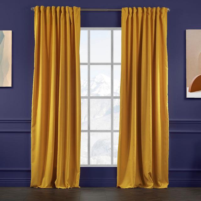 100% Blackout Thermal Extra Long & Extra Wide Decorative Curtain Single Panel Lilijan Home & Curtain Panel Size: 140cm W x 500cm D, Colour: Mustard on Productcaster.