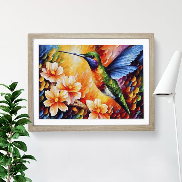 Hummingbird Vol.3 Abstract - Picture Frame Painting Marlow Home Co. Frame Colour: Oak, Size: 34cm H x 46cm W x 2cm D on Productcaster.