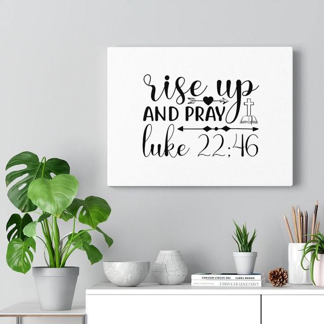 Rise Up and Pray Luke 22:46 - Wrapped Canvas Typography Blue Elephant Size: 46cm H x 61cm W on Productcaster.