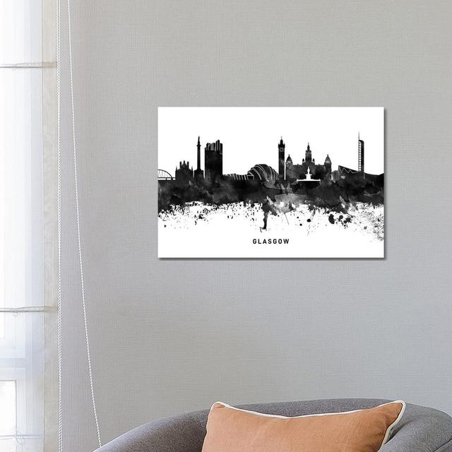 Glasgow Skyline Black and White - Wrapped Canvas Graphic Art Latitude Run Size: 45.72cm H x 66.04cm W x 1.91cm D on Productcaster.