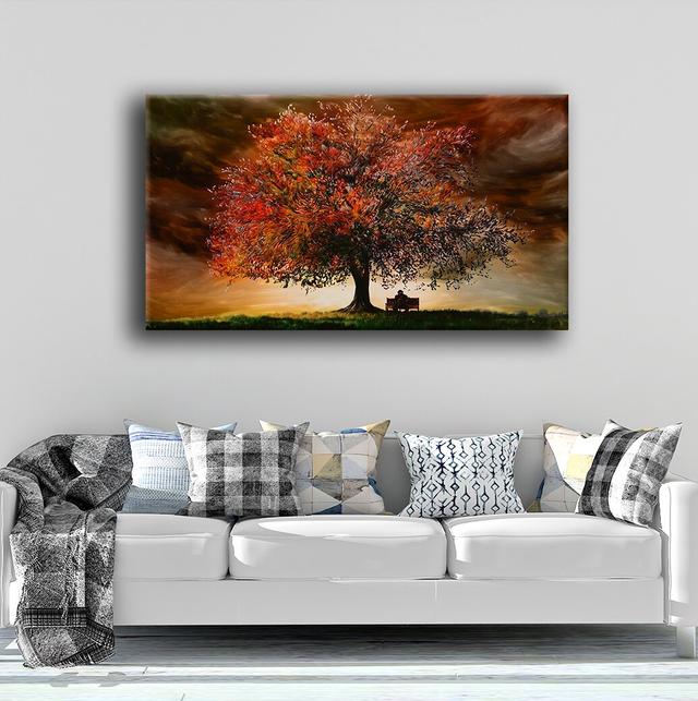 The Big Oak Tree - Wrapped Canvas Painting Union Rustic Size: 53cm H x 78cm W x 2cm D on Productcaster.