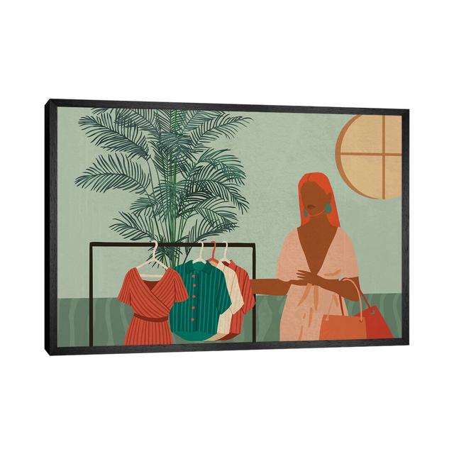 Retail Therapy No. 1 - Graphic Art Print on Canvas Ebern Designs Format: Black Framed, Size: 45.72cm H x 66.04cm W x 3.81cm D on Productcaster.