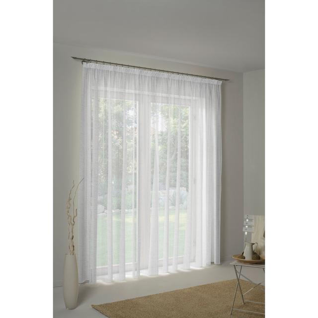 Gardine Manuela, halbtransparent mit Faltenband 1:3 Wirth Curtain Colour: White, Panel Size: Width 175cm x height 500cm on Productcaster.