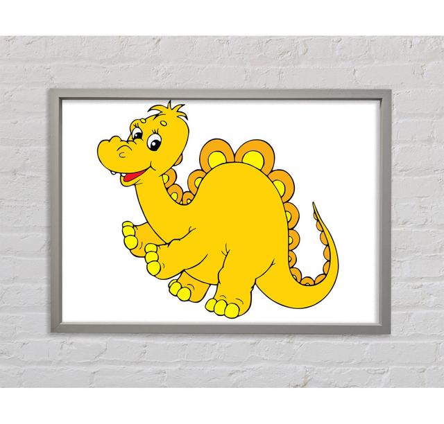 Big Happy Dinosaur White Framed Print - Picture Frame Graphic Art on Canvas Zoomie Kids Colour: White, Size: 59.7cm H x 84.1cm W x 3.3cm D, Format: Li on Productcaster.