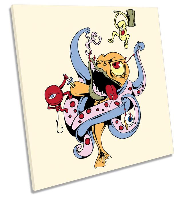 Octopus Funny Cute Character - Wrapped Canvas Graphic Art Maturi Size: 76.2cm H x 76.2cm W x 4cm D on Productcaster.