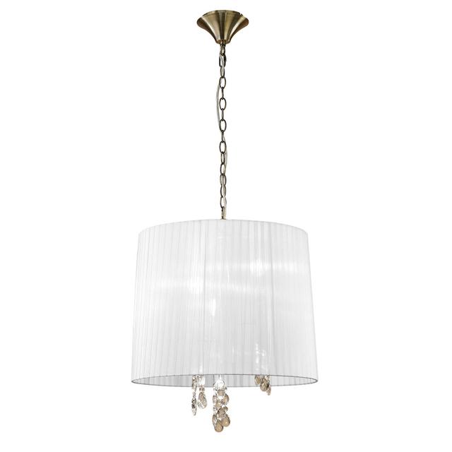 3 - Light Drum Pendant Mercer41 Finish: Antique Brass, Shade Color Colour: White on Productcaster.