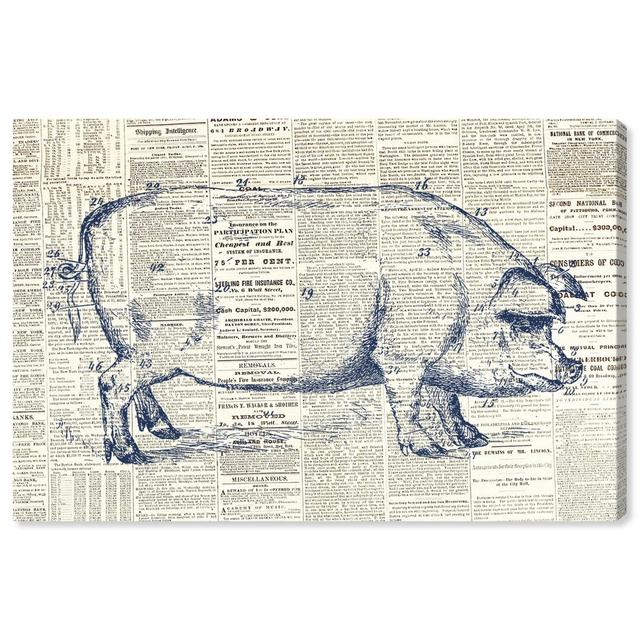 'Pig Farm House' Graphic Art on Wrapped Canvas East Urban Home Size: 40.6 cm H x 61 cm W on Productcaster.