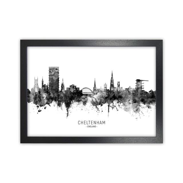 Cheltenham England Skyline Black White City Name by Michael Tompsett - Graphic Art Print Latitude Run Format: Black Framed, Size: 46cm H x 63cm W x 3c on Productcaster.