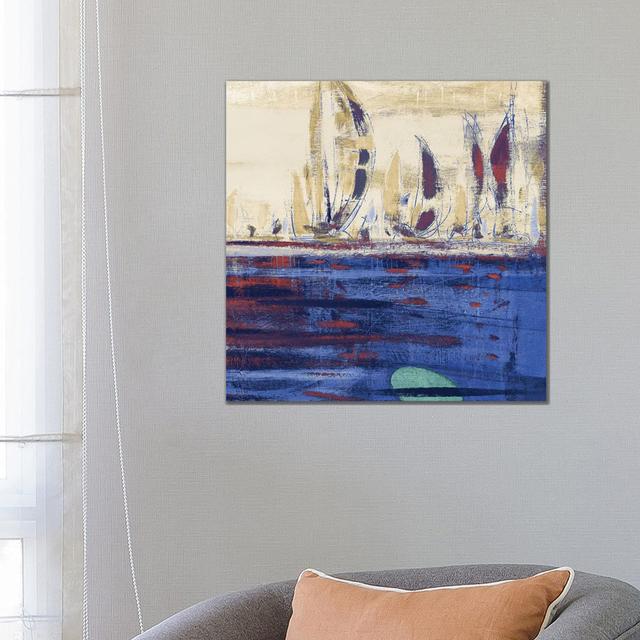 Blue Calm Waters Square II by Kingsley - Wrapped Canvas Art Prints Breakwater Bay Size: 66.04cm H x 66.04cm W on Productcaster.