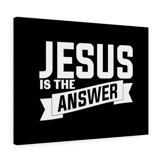 Jesus Is the Answer - Wrapped Canvas Typography Blue Elephant Size: 30cm H x 41cm W on Productcaster.