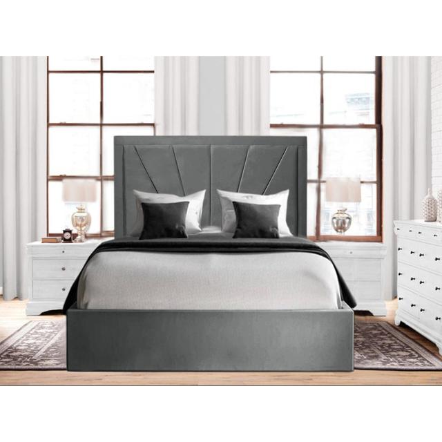 Adrion Upholstered Bed Frame Canora Grey Colour: Asphalt, Size: Double (4'6) on Productcaster.