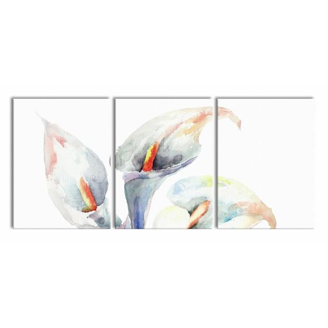 Watercolour Flowers 3-Piece Photograph Set on Canvas East Urban Home Size: 80cm H x 180cm W on Productcaster.