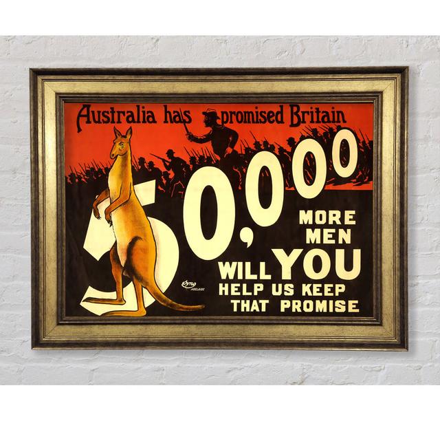 Australia Has Promised Britain Framed Print Happy Larry Size: 29.7cm H x 42cm W x 8cm D, Format: Antique Gold Framed Paper on Productcaster.