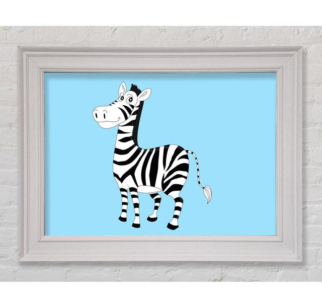 Standing Zebra Framed Print Bright Star Colour: Baby Blue, Size: 21cm H x 42cm W x 8cm D on Productcaster.