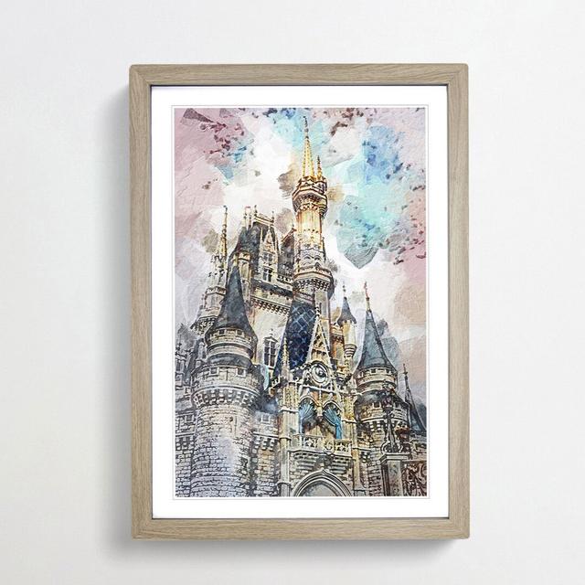 Magic Kingdom in Orlando Florida in Abstract - Picture Frame Painting Print on MDF East Urban Home Size: 76cm H x 50cm W x 2cm D, Frame Option: Oak on Productcaster.