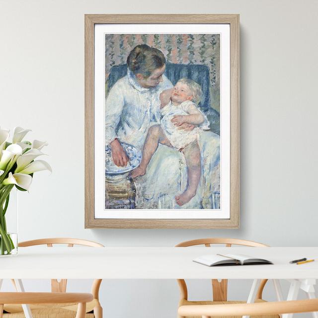 Childs Bath Time by Mary Cassatt - Picture Frame Painting East Urban Home Frame Option: Oak Framed, Size: 65cm H x 48cm W x 2cm D on Productcaster.