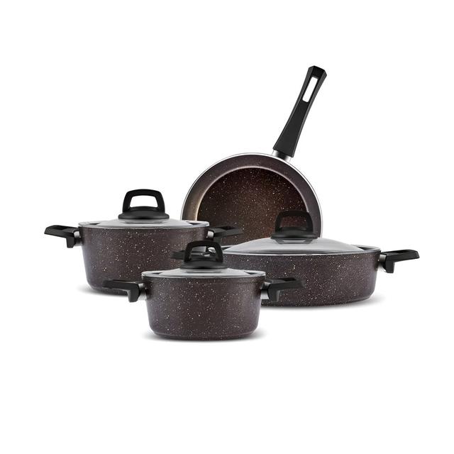 Karaca Biogranite 7-Piece Induction Cookware Set, Black Gold Karaca on Productcaster.