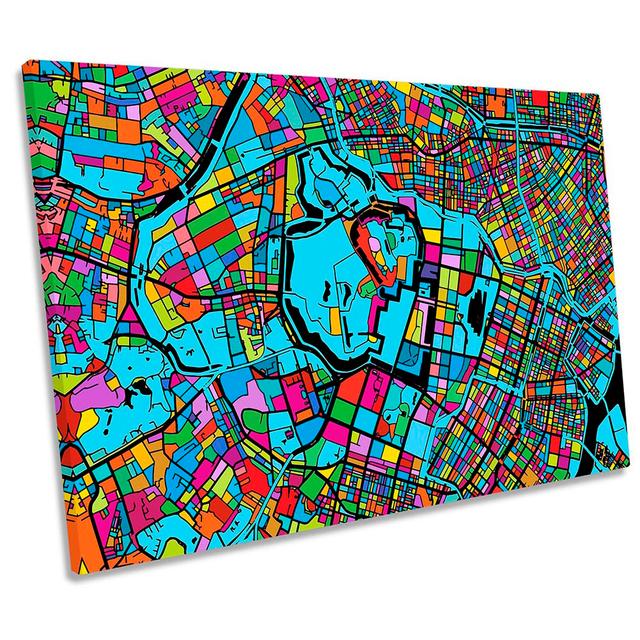 Tokoyo City Modern Map - Wrapped Canvas Print Metro Lane Size: 40.6cm H x 61cm W x 2cm D on Productcaster.