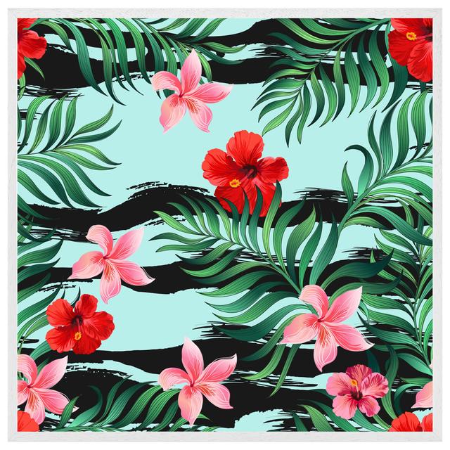 Abb Red & Pink Tropical Plants - Print 17 Stories Size: 31cm H x 31cm W x 4cm D, Frame Colour: White Framed on Productcaster.