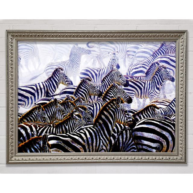 Zebra Stampede - Single Picture Frame Art Prints Ebern Designs Size: 84.1cm H x 118.9cm W on Productcaster.