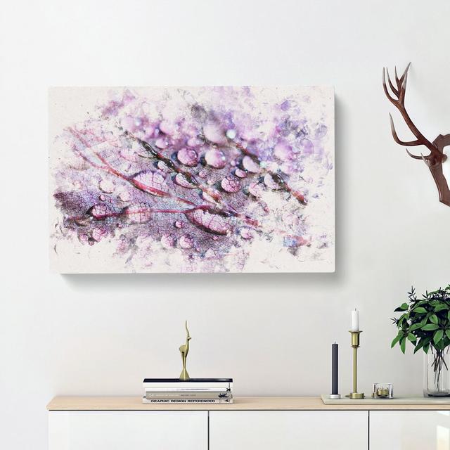 Dewdrops Upon A Lilac Leaf - Wrapped Canvas Print East Urban Home Size: 35cm H x 50cm W x 3cm D on Productcaster.