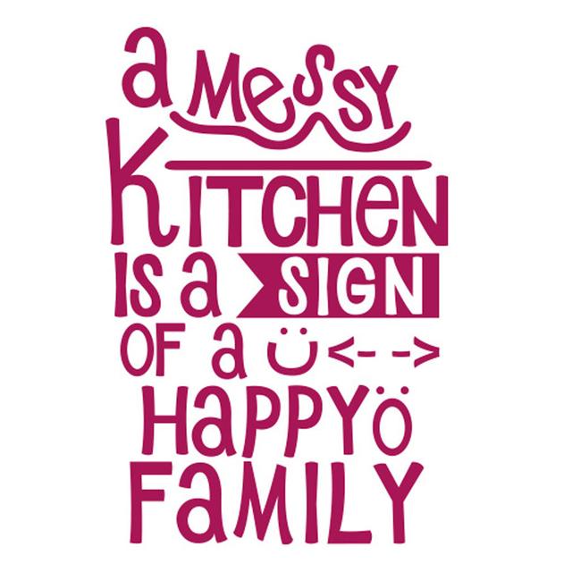 A Messy Kitchen Is a Sign of a Happy Family Wall Sticker East Urban Home Size: Medium, Colour: Violet on Productcaster.