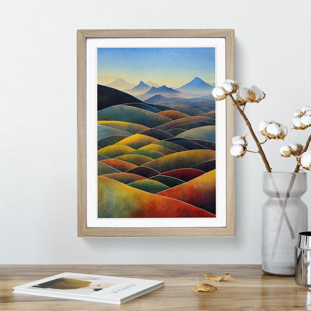 XV1022-3350X Painted Mountain Landscape No.2 - Single Picture Frame Painting Alpen Home Frame Colour: Oak, Size: 34cm H x 25cm W x 2cm D on Productcaster.