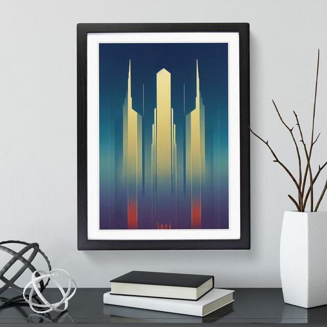 XV1022-702X Art Deco City Architecture No.8 Skyscraper - Single Picture Frame Print 17 Stories Size: 34cm H x 25cm W, Frame Colour: Black on Productcaster.