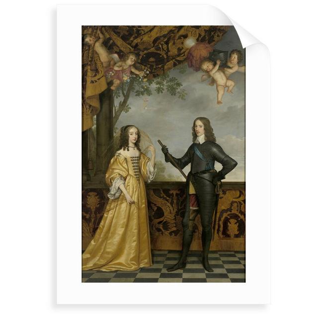 Portrait of William II, Prince of Orange, and His Consort Maria Stuart by Gerard van Honthorst - Painting Print East Urban Home Size: 100 cm H x 70 cm on Productcaster.