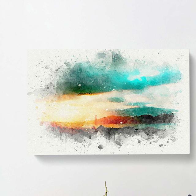 San Francisco Skyline In Abstract - Wrapped Canvas Painting East Urban Home Size: 40cm H x 60cm W x 3cm D on Productcaster.