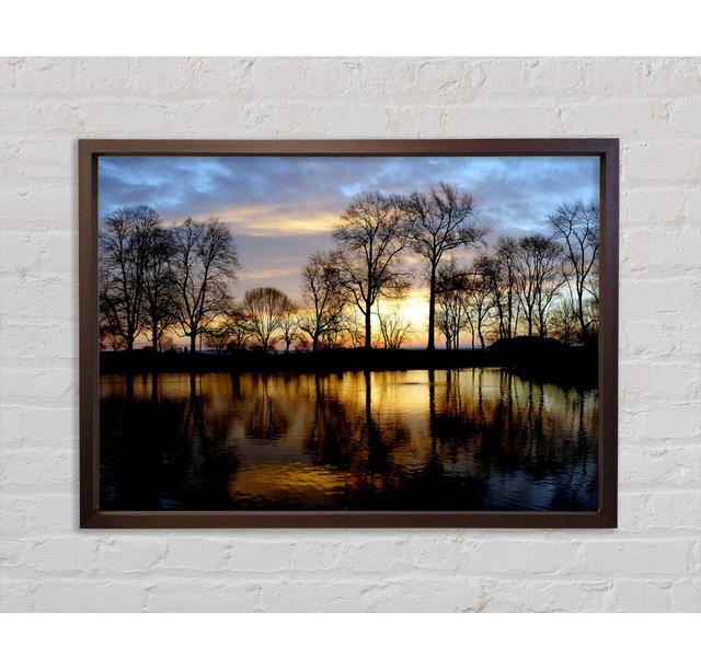 Woodland Lake at First Light - Single Picture Frame Art Prints on Canvas Bright Star Size: 100cm H x 141.4cm W x 3.3cm D on Productcaster.