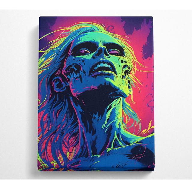 Neon Zombie Canvas Kunstdruck Happy Larry Größe: 142,2 cm H x 101,6 cm B x 10 cm T on Productcaster.