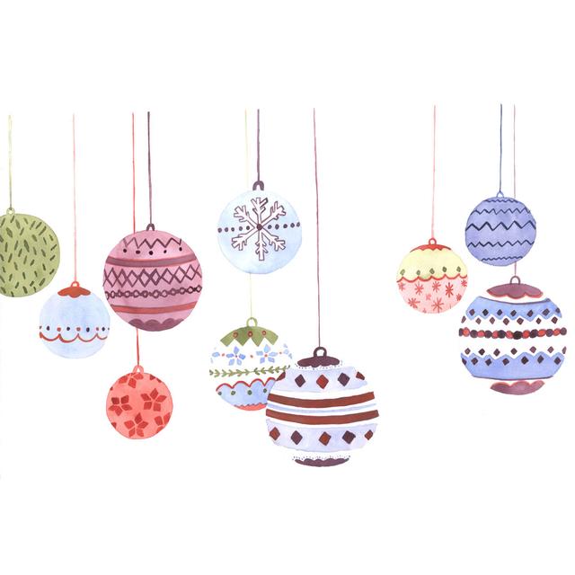 Hanging Ornaments Watercolor The Seasonal Aisle Size: 51cm H x 76cm W x 3.8cm D on Productcaster.