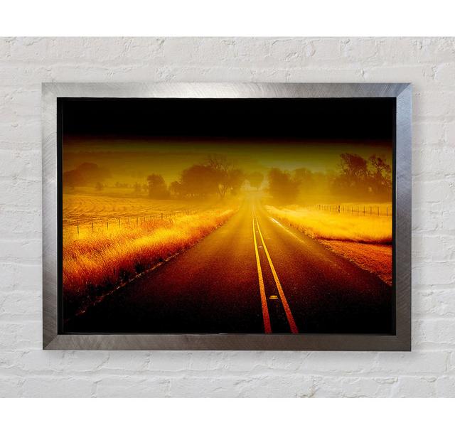 Misty Road - Single Picture Frame Art Prints Ebern Designs Format: Bronze Framed Paper, Size: 59.7cm H x 84.1cm W x 3.4cm D on Productcaster.