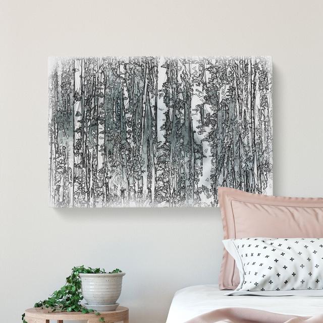 A Birch Tree Forest Sketch - Wrapped Canvas Graphic Art Print East Urban Home Size: 60cm H x 91cm W x 3cm D on Productcaster.