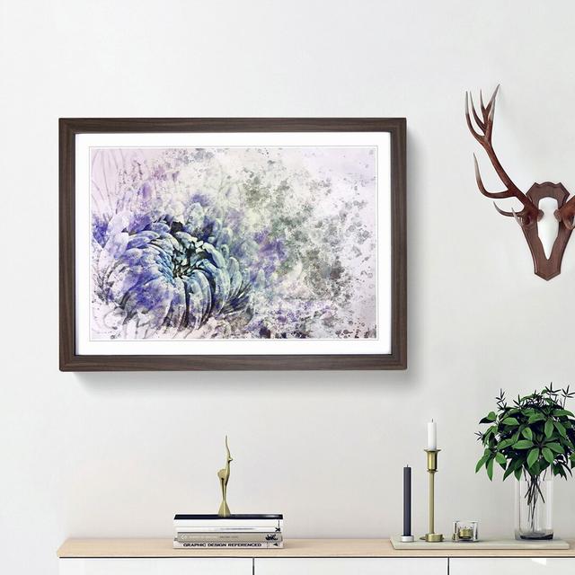 Lilac & Blue Chrysanthemum in Abstract - Picture Frame Painting Print East Urban Home Size: 36cm H x 48cm W x 2cm D, Frame Option: Walnut Framed on Productcaster.