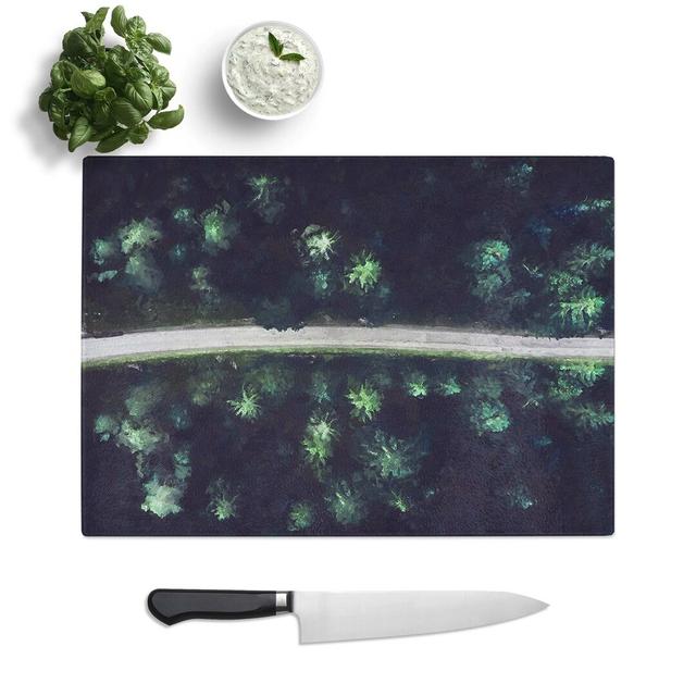 Glass Forest Road in Sweden in Abstract Chopping Board East Urban Home Size: 28.5 cm W x 20 cm L on Productcaster.