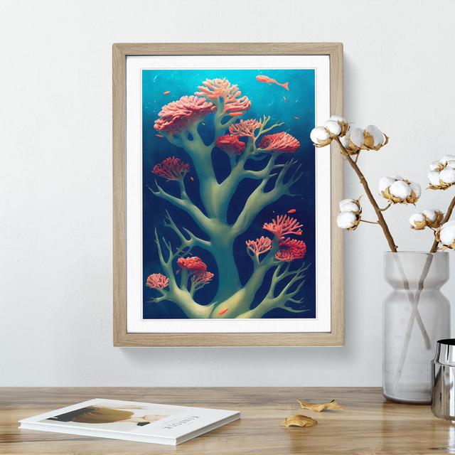 Breathtaking Coral Reef - Picture Frame Graphic Art House of Hampton Frame Colour: Oak, Size: 46cm H x 34cm W x 2cm D on Productcaster.