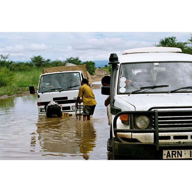 Vehicle Stuck In A Flood - Wrapped Canvas Print Borough Wharf Size: 61cm H x 91cm W x 3.8cm D on Productcaster.