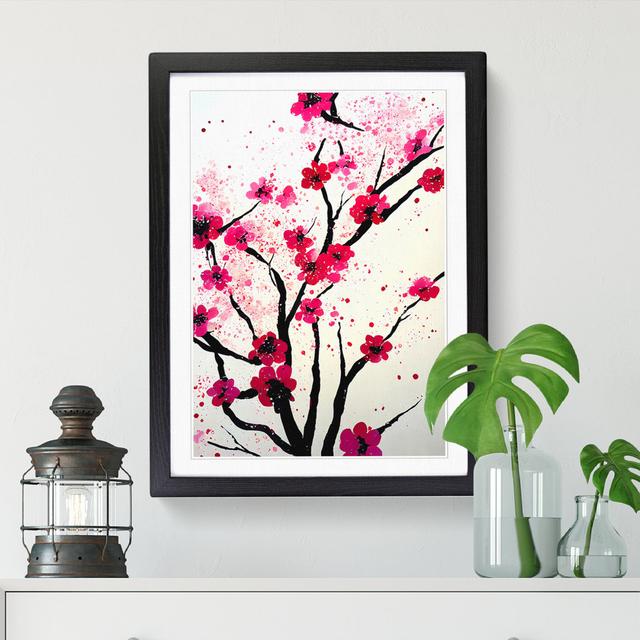 Cherry Blossom Tree Splatter Vol.4 - Single Picture Frame Print Marlow Home Co. Format: Black Framed, Size: 64cm H x 46cm W on Productcaster.