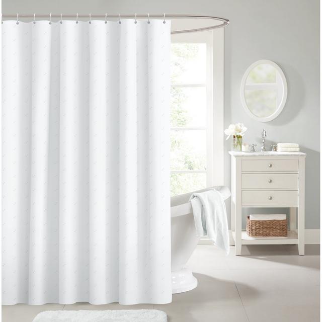 Raija Modern Dots Waterproof Polyester Shower Curtain 17 Stories Colour: White on Productcaster.