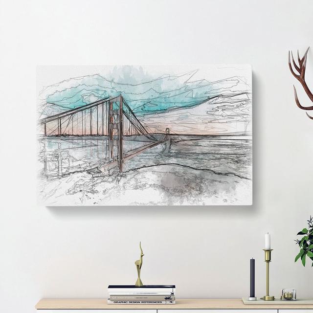 The Golden Gate Bridge in San Francisco Bay - Wrapped Canvas Painting Print East Urban Home Size: 50cm H x 76cm W x 3cm D on Productcaster.