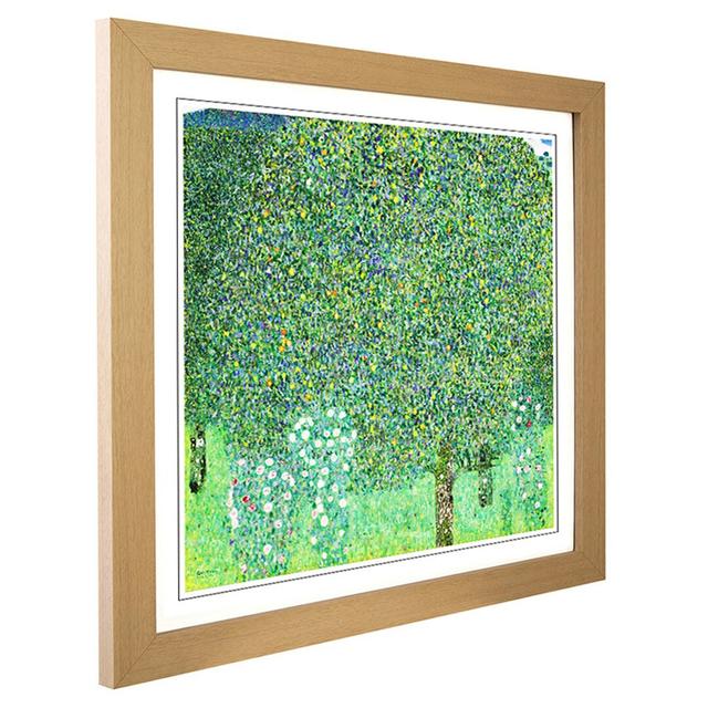 Rose Bushes under the Treesby by Gustav Klimt Framed Painting Print Big Box Art Frame Colour: Oak on Productcaster.