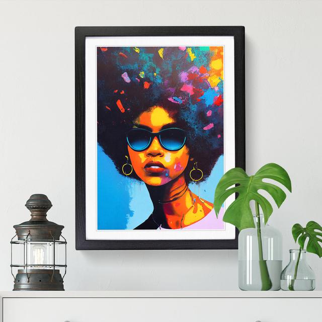 FRM-V0523-2936X Woman With Afro Hydrodipped - Print ClassicLiving Size: 64cm H x 46cm W x 2cm D, Frame Option: Oak on Productcaster.