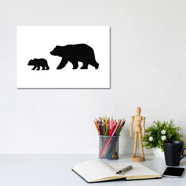 Big and Small Bear Landscape Black Novelty by Pixy Paper - Wrapped Canvas Art Prints Union Rustic Size: 20.32cm H x 30.48cm W on Productcaster.