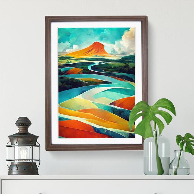 Abstract River Landscape No.1 - Picture Frame Graphic Art Metro Lane Size: 34cm H x 25cm W x 2cm D, Frame Colour: Walnut Framed on Productcaster.