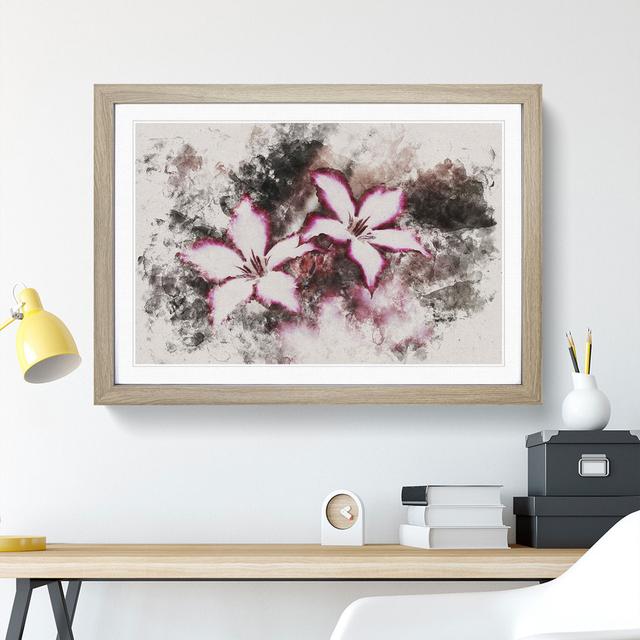 Pink Lily Flowers - Picture Frame Painting East Urban Home Size: 65cm H x 90cm W x 2cm D, Frame Option: Oak Framed on Productcaster.