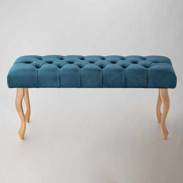 Upholstered Bench bench4home Leg Colour: Natural, Upholstery Colour: Sea Green/Natural, Size: H45 x W45 x D30cm on Productcaster.