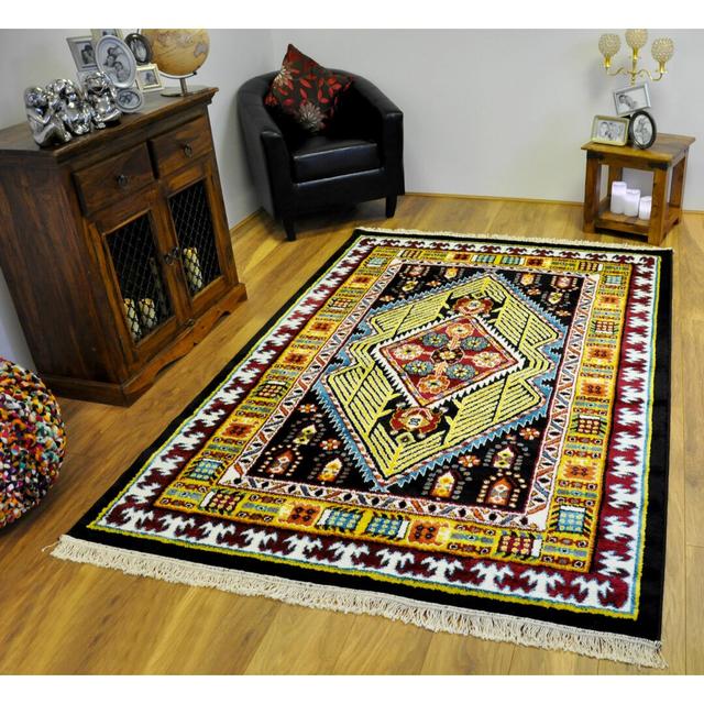 Anastasie Oriental Hand Woven Black Area Rug Set Bloomsbury Market Rug Size: Rectangle 200 X 290cm on Productcaster.